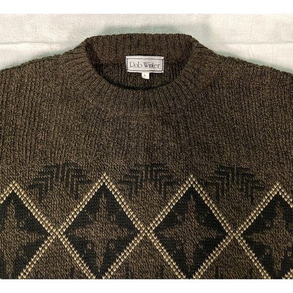 Vintage Sweater Mens Size L Rob Winter Scandinavian Artsy Grandpa Nordic Soft - Picture 3 of 9